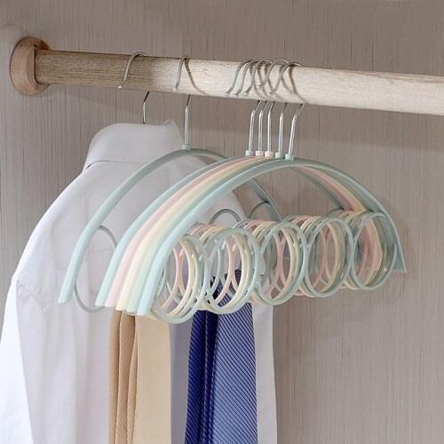 10pcs/lot 40cm Plastic hangers for clothes circle scarf multifunctional clothes rack scarf and scarf tie hanger 5 rings