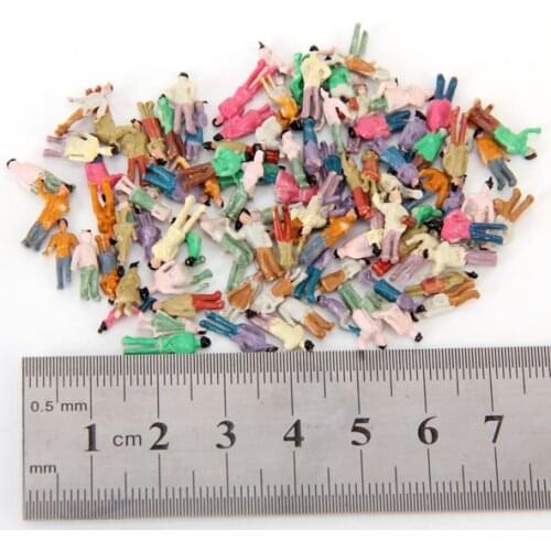100x Model Train 1/150 Scale Painted People Figures, N Gauge Diorama Supplies