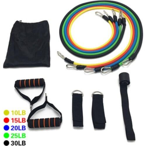 11Pcs/Set Latex Resistance Bands Gym Door Anchor Ankle Straps With Bag Kit Set Yoga Exercise Fitness Band Rubber Loop Tube Bands