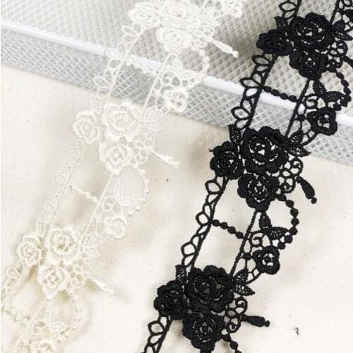 2 Meters White Black Water Soluble Lace Ribbon 48mm Flower Lace Trims Apparel Sewing Craft Accessories Handmade Trimming