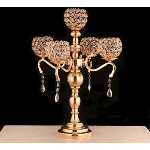 2Pcs/Lot Table Candle Holders Plating Crystal Candlestick Geometric Romantic Candle Holders for Wedding/Dinner Decoration ZZT038