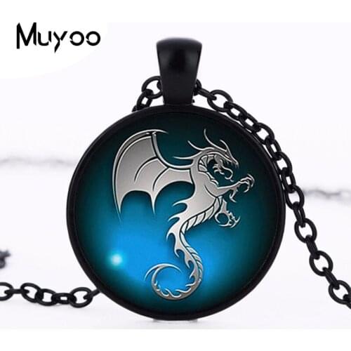 2017 new hot DRAGON Pendant dragon necklace Charm Fantasy blue dragon jewelry Handmade Long Photo Dragon Necklace gifts 2015 HZ1