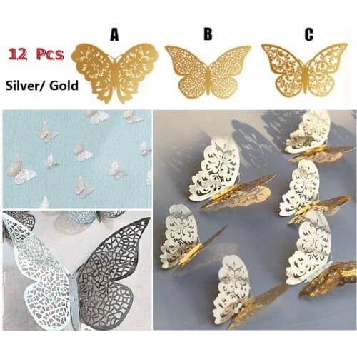 3D DIY Wall Sticker Stickers decorations for home 3d butterfly wall stickers Room Decorations home decor 12 Pcs Hollow Fridge