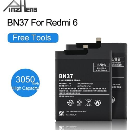 PINZHENG 3050mAh BN37 Phone Battery For Xiaomi Redmi 6 Redmi6 Redmi 6A Batteries Real Capacity High Quality Replacement Bateria