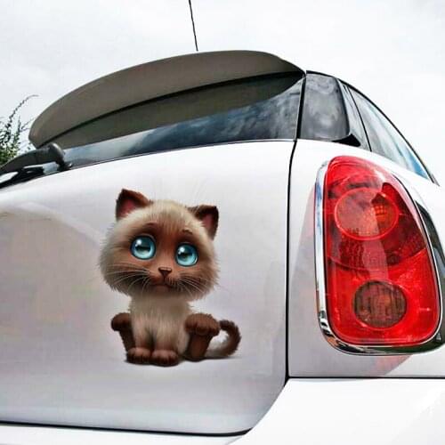Aliauto Car Decoration Funny Animal 3D Cartoon Lovely Cat Sticker Decal for Motorcycle Suitcase Chevrolet Golf Polo Ford Focus