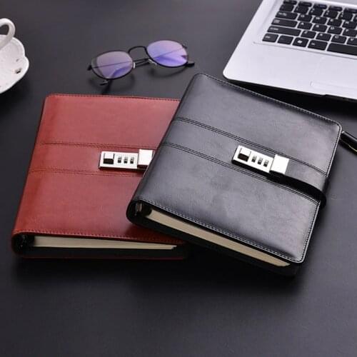 Business Password Lock Man Notebook For Women Business Diary Notepad A5 Note Book Stationery Gift Traveler School Journal