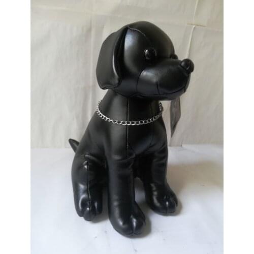 Large 25x20 cm cartoon dog black squatting chihuahua plush toy PU Leather chihuahua soft doll kids toy gift b2298