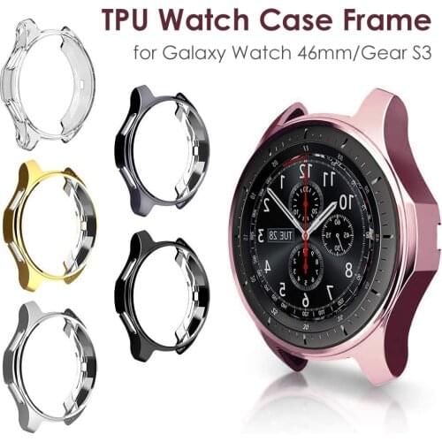 Case for Samsung Galaxy Watch 46mm Cases & Gear S3 Frontier Soft TPU Smart Shockproof Case Cover Bumper Protector Frame Plated
