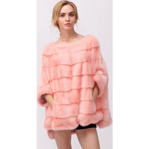 CNEGOVIK Short mink coat batwing coat mink pullover women real fur mink