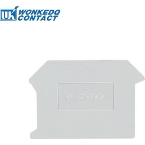 D-UK5 TW 1Pc End Cover For UK5 Twin Wire Connector Din Rail Terminal Block Accessories D-UK-5TW End Barrier Plate Separation