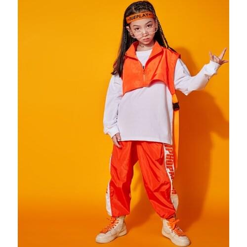 Children Performance Hip Hop Clothing Sweatshirt Tops Sleeveless Jacket Vest Pants for Boys Girls Jazz Dance Costume Clothes