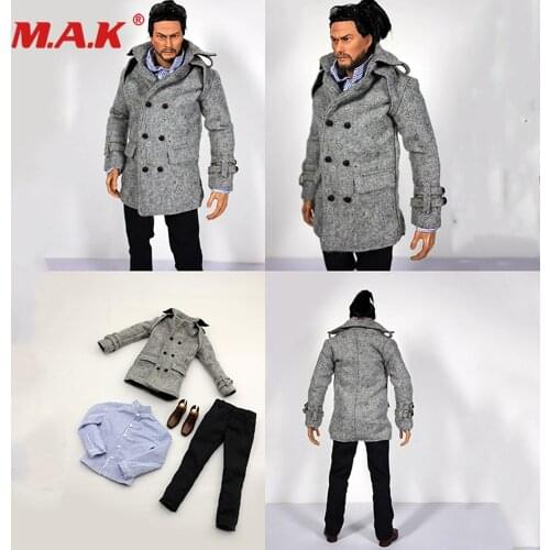 FT018 1/6 Scale Male Figure Accessory Man Solider Gray Coat Jacket Trousers Model for 12inches Action Figure DIY