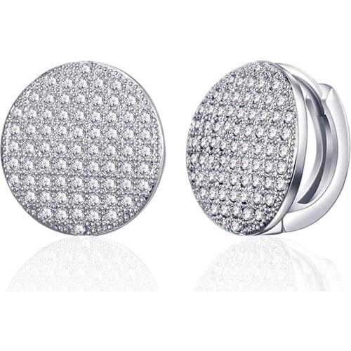 Hypoallergenic Round Gold Stud Earrings Paved Cubic Zirconia Gem CZ Small Ear Studs for Women Fashion Jewelry Girls Gifts