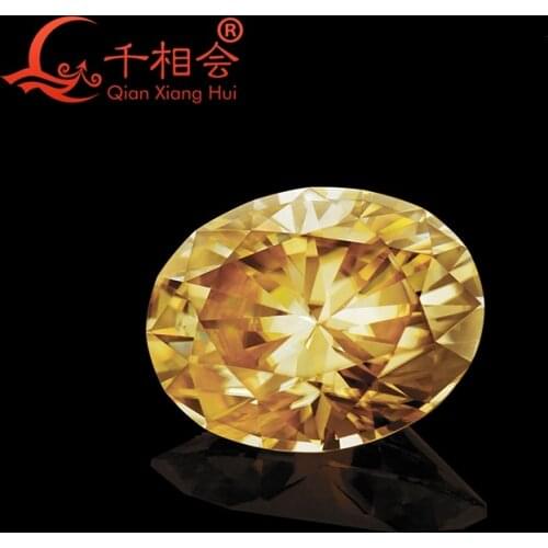 Yellow color oval shape Sic material moissanite loose stone by qianxianghui( video is light yellow)