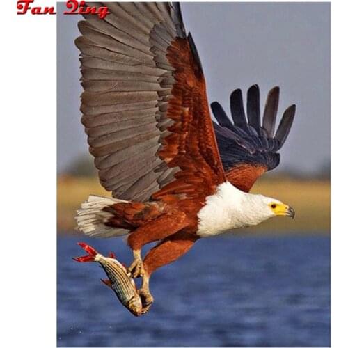 Full Square/round Diamond 5D DIY Diamond Painting Eagle catches fish scenery Embroidery Cross Stitch Rhinestone Mosaic HomeDecor