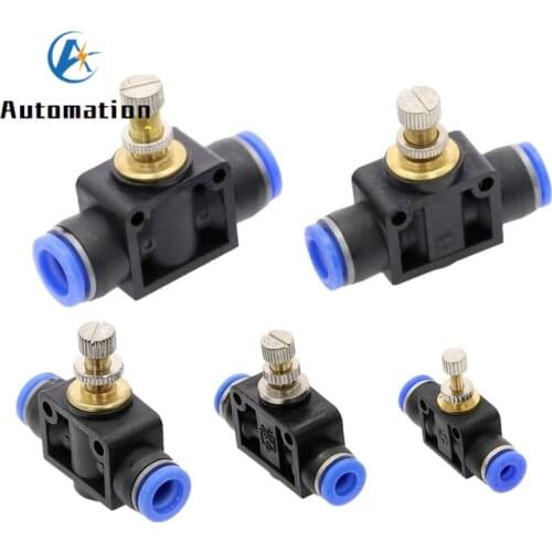 1pcs throttle valve SA 4mm 6mm 8mm 10mm 12mm Tube Air Flow Speed Control Crane Valve Tube Water Hose Pneumatic Push In Fittings