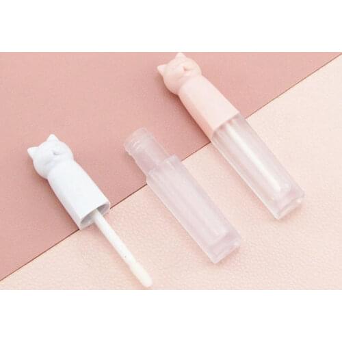 10pc 3ml Mini Cute Cosmetic Lip Gloss Tube Lip Glaze Container Adorable Cat Eyelash Brush Split Bottle Concealer Lipstick Tube