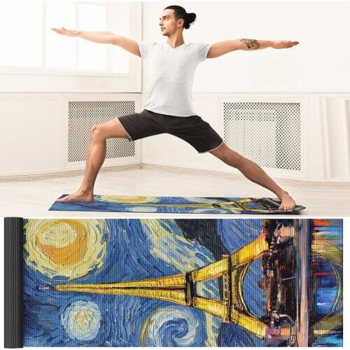 1.5mm Healthy Natural Rubber Yoga Mat Non-Slip Printed 185x68cm Pilates Fitness Gym Exercise Sport Mats Pads with Yoga Bag Strap