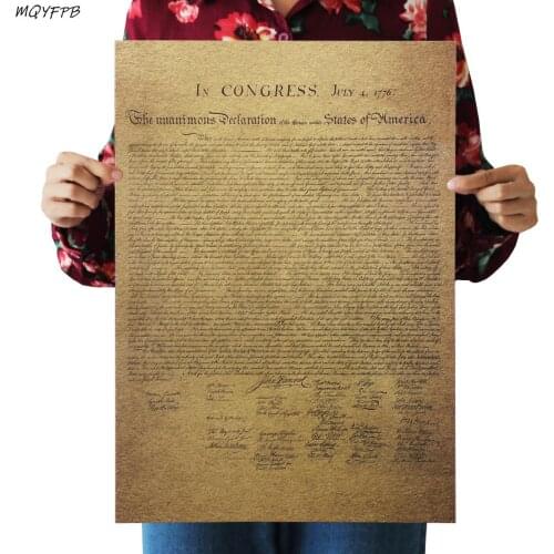 American Declaration Of Independence Kraft paper Reminiscent Poster Home Decoration Painting Wall Sticker 50.5x35cm