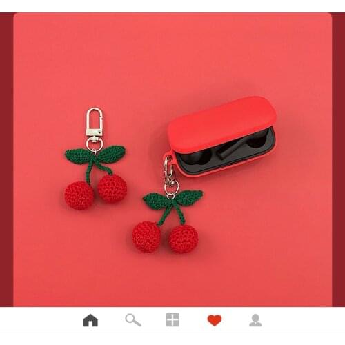 Red Silicone Cover for QCY T5 T5S Case for QCY T5 Bluetooth Earphone Protect Cover Decor Keyring