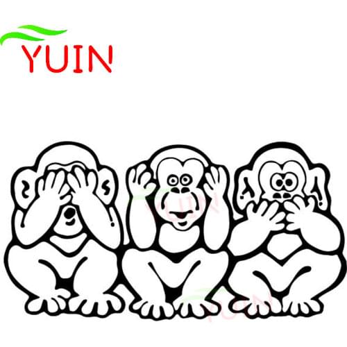Three Monkeys Creative Car Decals Fashion Door Decoration Personalized PVC Waterproof Stickers Can Be Customized Color