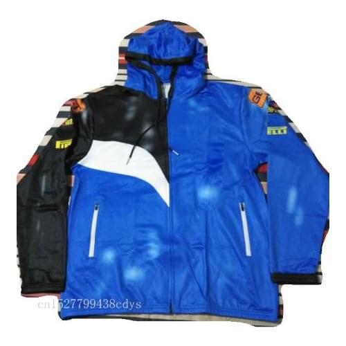 Black with blue Motocross sport Soft Feel Cloth Jacket Casual Zipper Sweatshirts Jacket Tracksuit Fashion Mens Outerwear