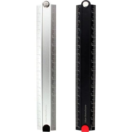 KOKUYO Metal Ruler 15/30cm Alumite Folding Ruler Urban Monochrome for Patchwork Examination Engineering