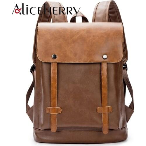 Fashion Vintage Pu Leather Men Women School Backpack Mochila Escolar Black Brown Business Laptop Backpacks Sac A Dos