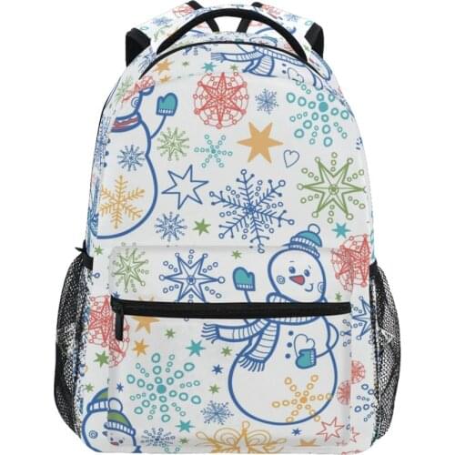 Fashion Lady Snowman Printed Backpack Waterproof Girl School Bag College Female Cute Backpack Badge Women Book Bag Student