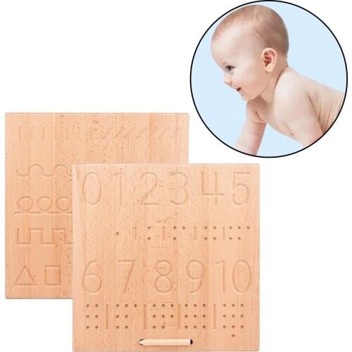 Montessori Educational Wooden Braille Number Tracing Board for Preschool Kids