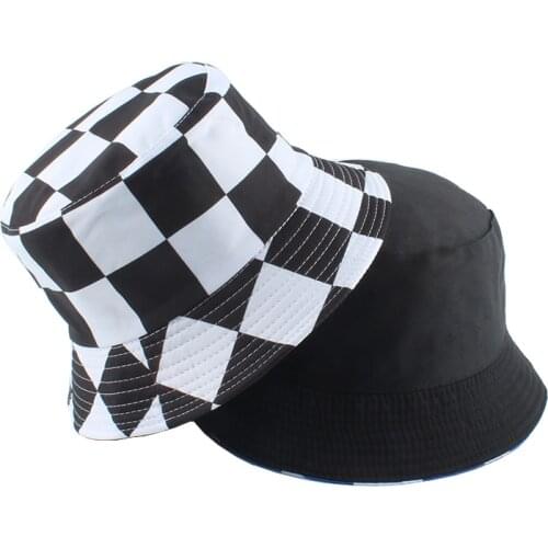 2021 Panama Bucket Hat Reversible Big Plaid Fisherman Hat For Men Women Fashion Harajuku Hip Hop Cap Bob Gorro