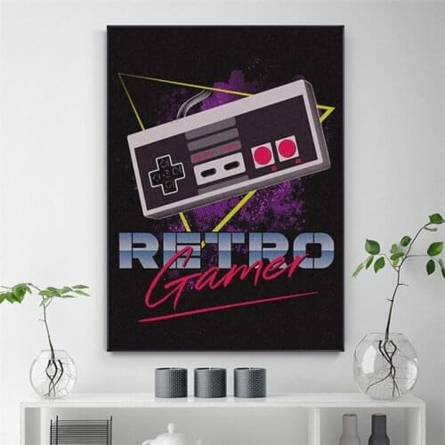 Posters Retro Gamer Prints Canvas Painting for Teen Bedroom Room Decoration Wall Art Home Decor Paintings for Interior Picture