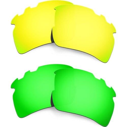 HKUCO For Flak 2.0 XL-Vented Sunglasses Polarized Replacement Lenses 2 Pairs Gold & Green