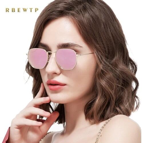 RBEWTP BRAND 2019 DESIGN Classic Polygon Polarized Sunglasses Women Vintage Frame Driving Pink Sunglasses Men UV400 For Women