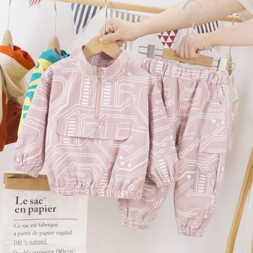 Baby Boys Girls Printe Coat Pants 2Pcs/sets Infant Kids Fashion Toddler Tracksuits Set New Spring Autumn Children Cotton Clothes