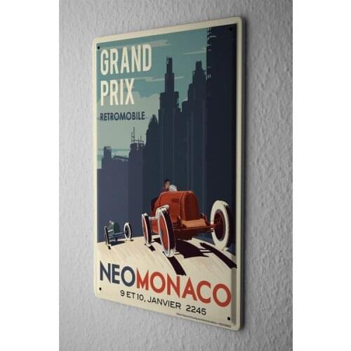 Estaño signo Vintage coche decoración Gran Premio de Mónaco Neo placa de Metal