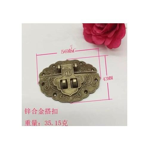 Ancient wooden gift box antique lock hasp fixed hasp alloy zinc alloy