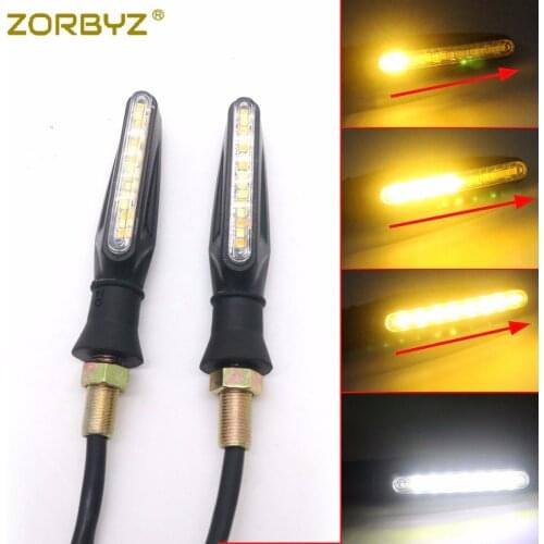 ZORBYZ Universal Motorcycle 12V 15LED DRL Water Flowing Turn Signal Indicator Lights Lamp