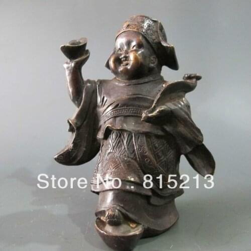 Wang 000186 Chinese Bronze Statue w CaiShen