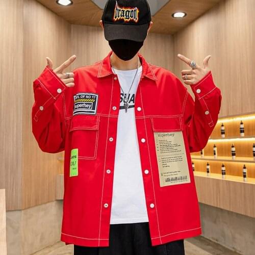 Spring & Autumn New Arrivals 3 Colors Plus Size Loose Simple Red All-match Tide Brand Casual Art Men Jacket Free Shipping M-XXL