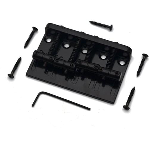 Vintage 4 String Bass Bridge Length 79.5x49.5MM Bass Fixed Bridge Saddle Top Load Black/Chrome