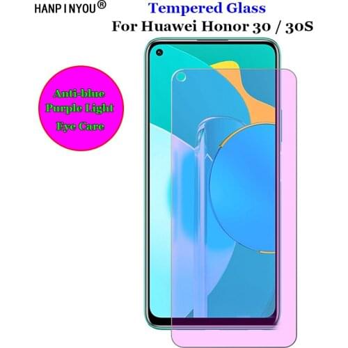For Huawei Honor 30 / 30S Anti blue Purple Light Ray Eye Care Tempered Glass 9H 2.5D Premium Screen Protector Film