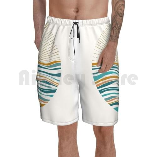 Sun And Sea Abstract Landscape Beach Shorts Men Beach Pants Swim Trunks Sun Sunshine Sunset Sunrise Abstract