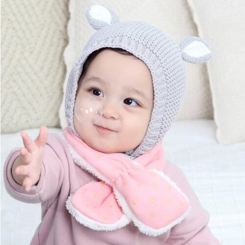 Baby girls Winter Warm Bonnet hat Rabbit Ears Easter Boys girls knitted cotton beanies Newborns Bunny Hat H081D