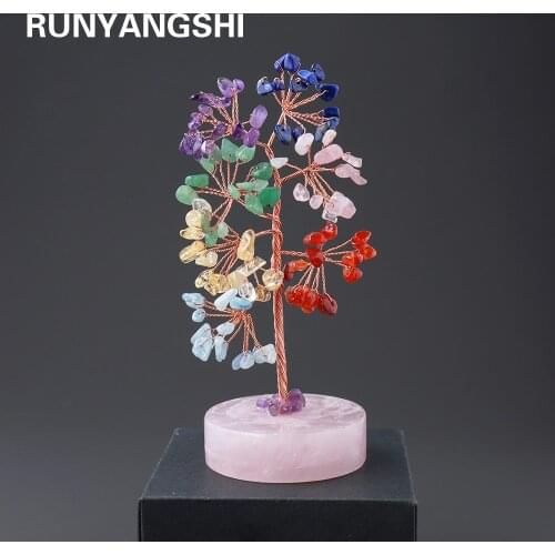 1PC Natural crystal seven color gem Seven chakras healthy energy Feng Shui Crystal tree for Home Furnishing decoration