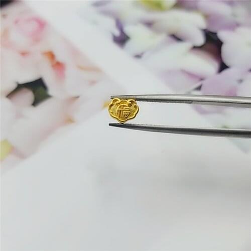 1PCS Solid 24K Yellow Gold Pendant 3D Craft Mini Ruyi Bead Weight 0.1-0.2g Size 7x5mm Stamp: 999