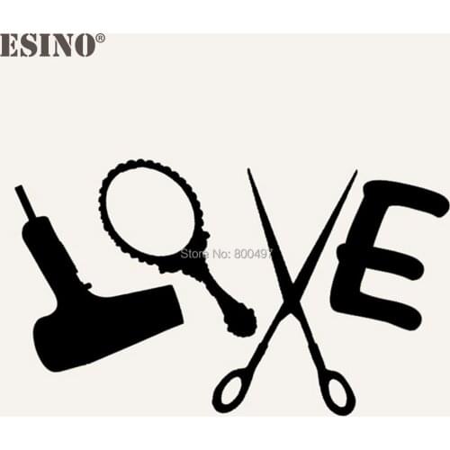 10 x Creative Car Styling Love Beauty Salons Hairdressing Set Hair Dryer, Mirror, scissors, and Comb Vinyl Decal Car Stickers