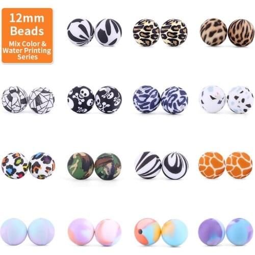 100 PCS Round 12 MM Beads ABS Food Grade Silicone Baby Teething for Handmade Jewelry Making Teether Pacifier Chain Merry Xmas
