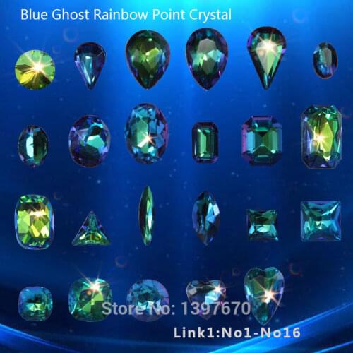 20pcs/pack ghost rainbow pointed back crystal glass gemstone nail art Rhinestone 3D Nail Decoration diamond manicure accessories