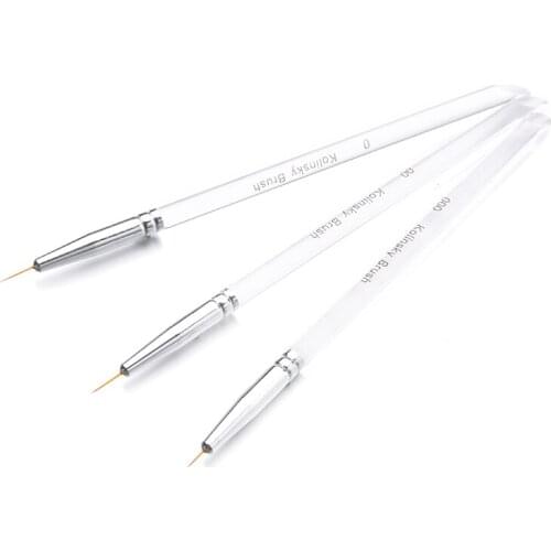 Shellhard 3pcs Nail Art Liner Brush Acrylic Liquid Powder Carving UV Gel Extension French Flower Painting Drawing Liner Brushes